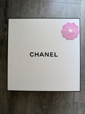 CHANEL White Box with Pink Camellia Accent